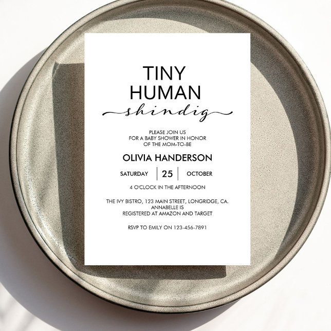 Minimalistische Elfenbein-Kinderdusche, winzig Einladung (Von Creator hochgeladen)