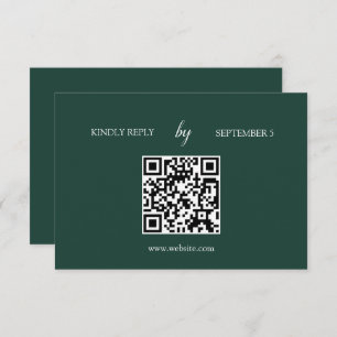 Minimalistische Emerald Green QR Code Wedding RSVP