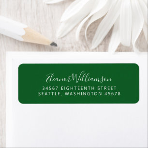 Minimalistische Emerald Green Script-Rücksendeadre