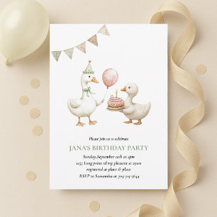 Minimalistische Ente zum Geburtstag   neutral Einladung