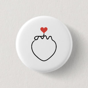 Minimalistische Erdbeere, One-Line-Art mit rotem H Button