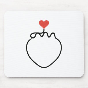 Minimalistische Erdbeere, One-Line-Art mit rotem H Mousepad