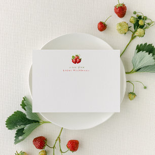 Minimalistische Erdbeeren Personalisiert Stationer Mitteilungskarte