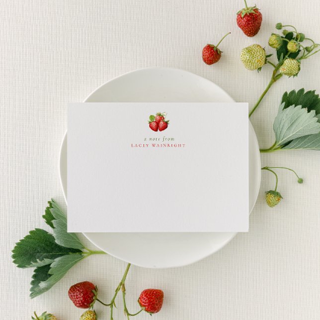Minimalistische Erdbeeren Personalisiert Stationer Mitteilungskarte (Von Creator hochgeladen)