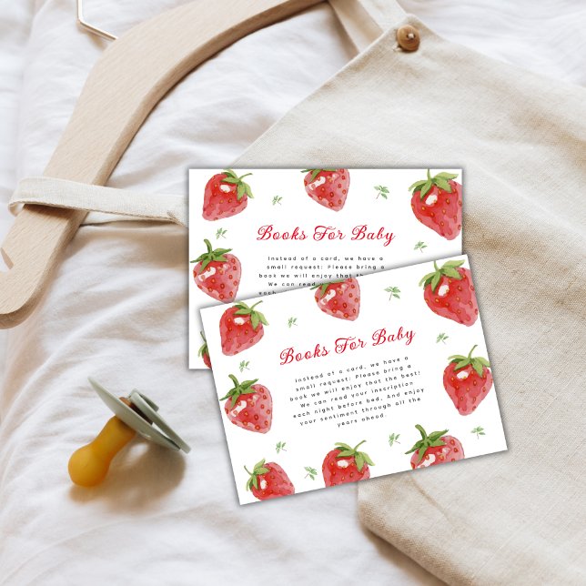 Minimalistische Erdbeeren Süßbuchen für Babydusche Begleitkarte (Minimalist Strawberry Sweet Books For Baby Shower Enclosure Card)