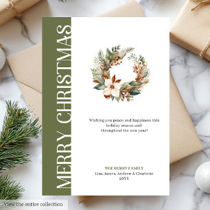 Minimalistische erdige Farben Weihnachtsgrußkarte Feiertagskarte