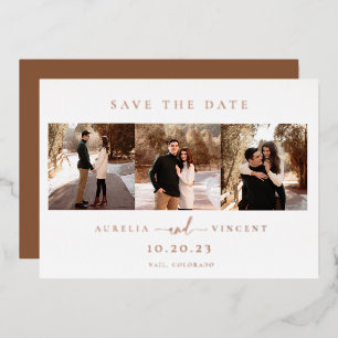 Minimalistische erdige Rust-Foto-Save-the-Date-Kar Folieneinladung