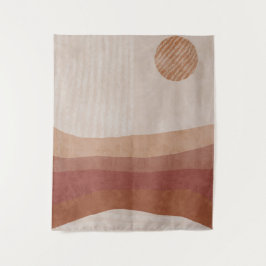 Minimalistische, erdige Töne Abstrakte Landschaft  Wandteppich