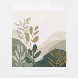 Minimalistische Erdtöne Botanische Babydecke 