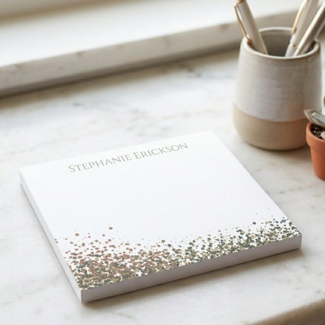 Minimalistische Erdtöne-Spritzkunst Notizblock (Chic earth-tone paint splatter notepad—a perfect, portable gift for your busy daily notes.)