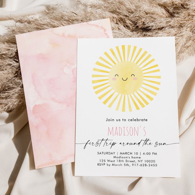 Minimalistische erste Reise rund um die Sonne Gebu Einladung (Von Creator hochgeladen)