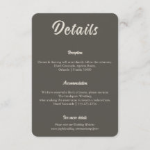 Minimalistische Espresso-Braune Hochzeitsinformati
