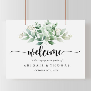 Minimalistische Eucalyptus Verlobungsfeier Willkom Poster