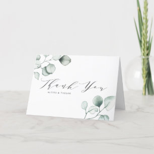 Minimalistische Eukalyptus-Blätter Hochzeiten Dankeskarte