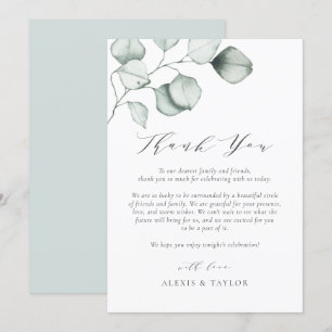 Minimalistische Eukalyptus-Blätter Hochzeiten Dankeskarte