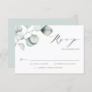 Minimalistische Eukalyptus-Blätter Hochzeiten RSVP Karte