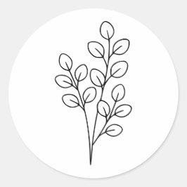 Minimalistische Eukalyptus-Botanik-Linienkunst Runder Aufkleber