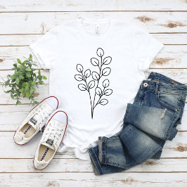 Minimalistische Eukalyptus-Botanik-Linienkunst T-Shirt