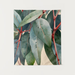 Minimalistische Eukalyptus Botanische Kunst Wandteppich