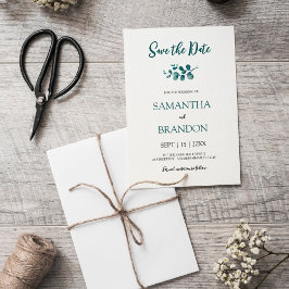 Minimalistische eukalyptus botanische rustikale Ve Save The Date