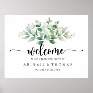 Minimalistische Eukalyptus-Engagement - Begrüßung Poster
