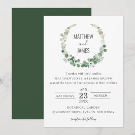 Minimalistische Eukalyptus Greenery Gay Wedding  Einladung