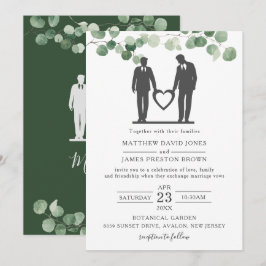 Minimalistische Eukalyptus Greenery Gay Wedding Gr Einladung