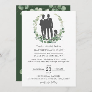 Minimalistische Eukalyptus Greenery Gay Wedding Gr Einladung