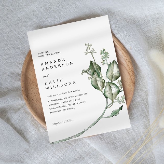Minimalistische Eukalyptus Greenery Wedding Einladung (Von Creator hochgeladen)