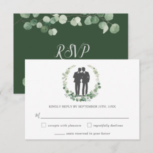 Minimalistische Eukalyptus Greenery Wreath Gay Wed RSVP Karte