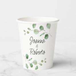 Minimalistische Eukalyptus-Hochzeit Pappbecher