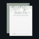 Minimalistische Eukalyptus-Hochzeitszettelkarten Postkarte<br><div class="desc">Diese minimalistischen Eukalyptus-Eimerkarten sind die perfekte Wahl für einen rustikalen Hochzeitsempfang oder ein rustikales Brautparty. Das Design zeichnet sich durch Aquarellfarben elegante grüne Eukalyptus-Blätter aus. Ändern Sie den Wortlaut in Anzug jedes Lebensereignisses. Das Schild der Schaufelliste wird separat verkauft.</div>