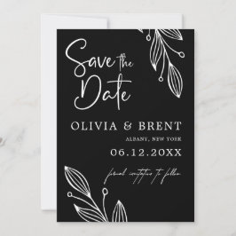 Minimalistische Eukalyptus-Leaf-Hochzeit Save The Date