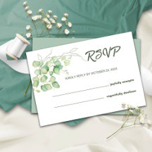 Minimalistische Eukalyptus-RSVP-Hochzeitskarte
