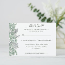 Minimalistische Eukalyptus-Sage-Grün-Hochzeits-RSV RSVP Karte