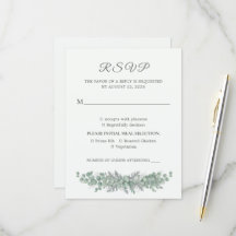 Minimalistische Eukalyptus-Sage-Grün-Hochzeits-RSV