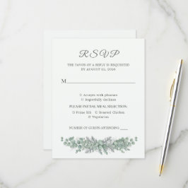Minimalistische Eukalyptus-Sage-Grün-Hochzeits-RSV RSVP Karte