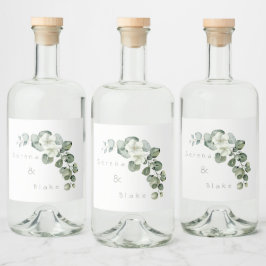 Minimalistische Eukalyptus Wedding White Alkoholflaschenetikett
