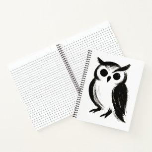 Minimalistische Eule – Tierillustration mit Tusche Notizbuch