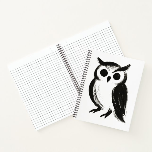 Minimalistische Eule – Tierillustration mit Tusche Notizbuch (Innenseite)