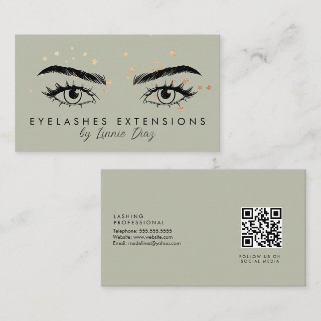 Minimalistische Eyelashes Extensions Salon Foil St Visitenkarte (Vorne/Hinten)