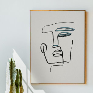 Minimalistische Face Line Art Gezeichnet Poster
