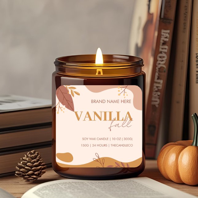 Minimalistische Fall Vanilla Candle Label | Herbst Quadratischer Aufkleber (Von Creator hochgeladen)