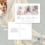 Minimalistische Familie 3 Fotos Frohe Weihnachten<br><div class="desc">Moderne Minimalst Familie 3 Fotos Frohe Weihnachten. Frohe Weihnachten ist in einem stilvollen Set-Skript. Ersetzen Sie die Beispielbilder einfach mit Ihren eigenen und personalisieren Sie mit Ihren Namen auf der Vorderseite und Gruß auf der Rückseite.</div>