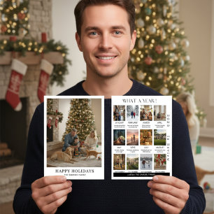 Minimalistische Familienfoto-Weihnachtsjahresrückb Karte