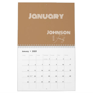 Minimalistische Familientypografie Kalender