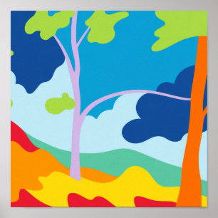 Minimalistische Farbblock-Abstrakte Landschaft Qua Poster