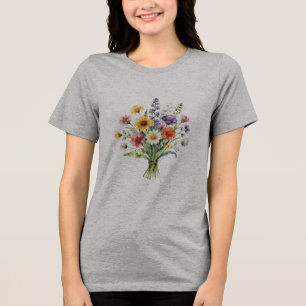 Minimalistische farbenfrohe botanische Wildblume i Tri-Blend Shirt