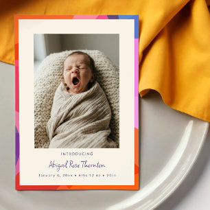 Minimalistische Farbige Grenze Moderne Baby-Foto-G Ankündigung