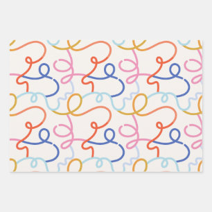 Minimalistische farbige Linienstriche  Geschenkpapier Set